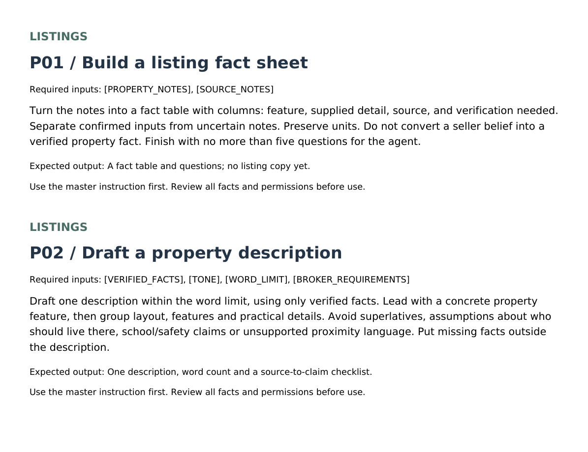 Actual Real Estate Drafting Desk prompt page